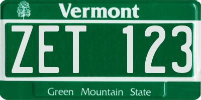 VT license plate ZET123
