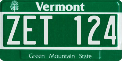 VT license plate ZET124