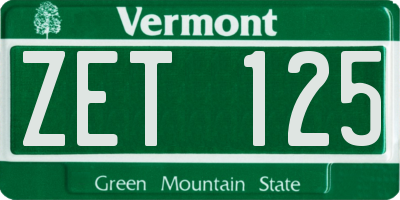 VT license plate ZET125