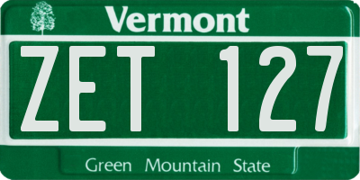 VT license plate ZET127