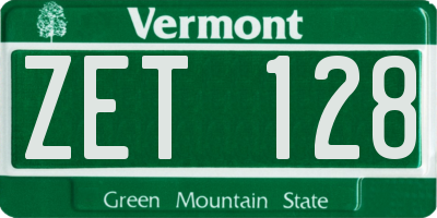 VT license plate ZET128