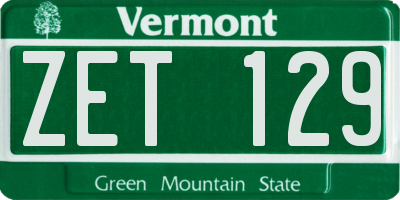 VT license plate ZET129