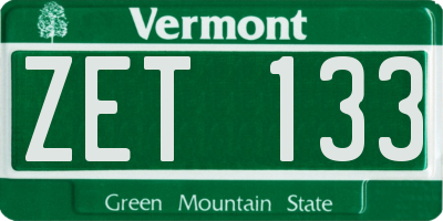 VT license plate ZET133