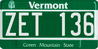 VT license plate ZET136