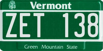 VT license plate ZET138