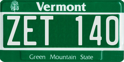 VT license plate ZET140
