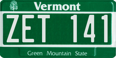 VT license plate ZET141