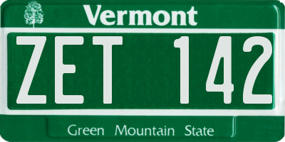 VT license plate ZET142