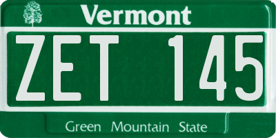 VT license plate ZET145