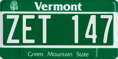 VT license plate ZET147