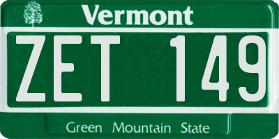 VT license plate ZET149