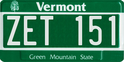VT license plate ZET151