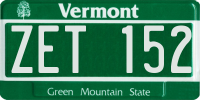 VT license plate ZET152