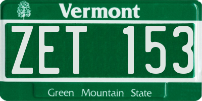 VT license plate ZET153