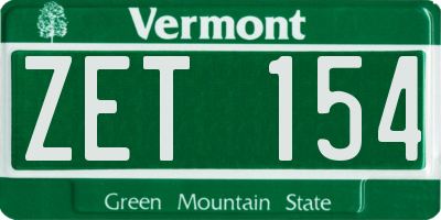 VT license plate ZET154