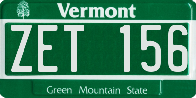 VT license plate ZET156