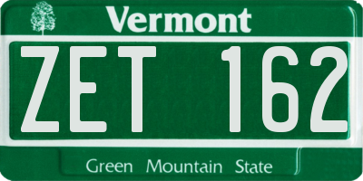 VT license plate ZET162