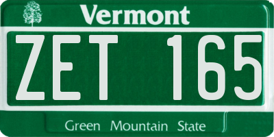 VT license plate ZET165
