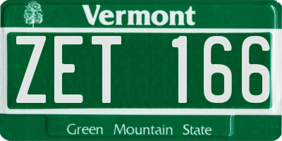 VT license plate ZET166