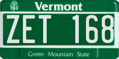 VT license plate ZET168