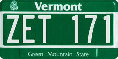 VT license plate ZET171