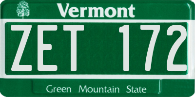 VT license plate ZET172
