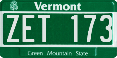 VT license plate ZET173