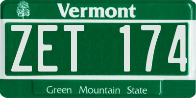 VT license plate ZET174
