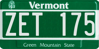 VT license plate ZET175