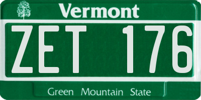 VT license plate ZET176