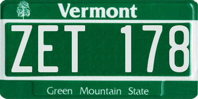 VT license plate ZET178