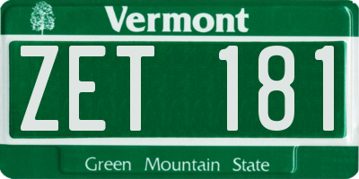 VT license plate ZET181