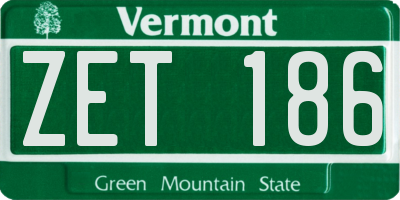 VT license plate ZET186