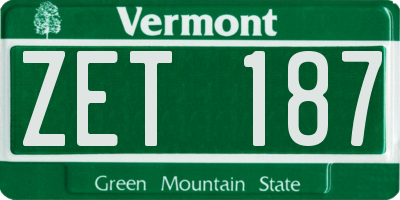 VT license plate ZET187