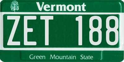 VT license plate ZET188