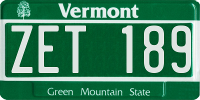 VT license plate ZET189