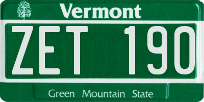 VT license plate ZET190