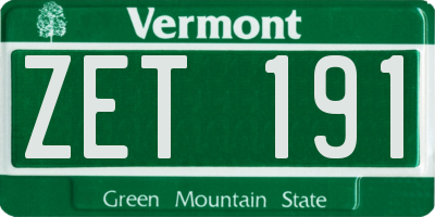 VT license plate ZET191