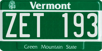 VT license plate ZET193