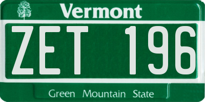 VT license plate ZET196