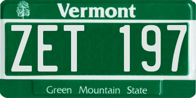 VT license plate ZET197