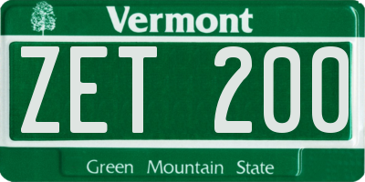 VT license plate ZET200