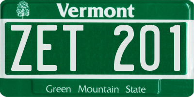 VT license plate ZET201