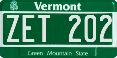 VT license plate ZET202