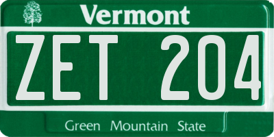 VT license plate ZET204