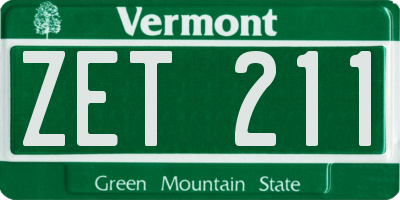 VT license plate ZET211