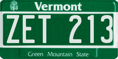VT license plate ZET213