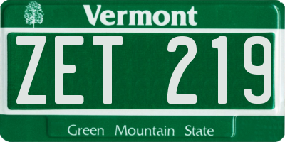 VT license plate ZET219