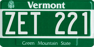 VT license plate ZET221