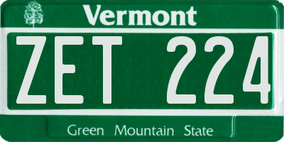 VT license plate ZET224